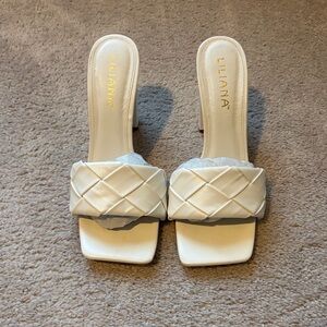 Liliana White Quilted Mules